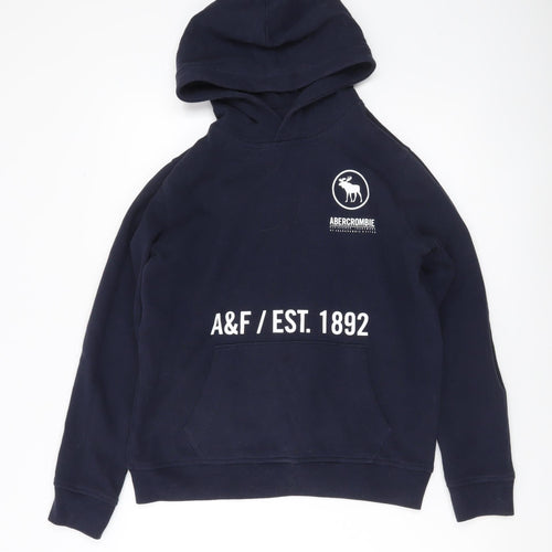 Abercrombie Kids Boys Blue Pullover Hoodie 13-14 Years Logo Print