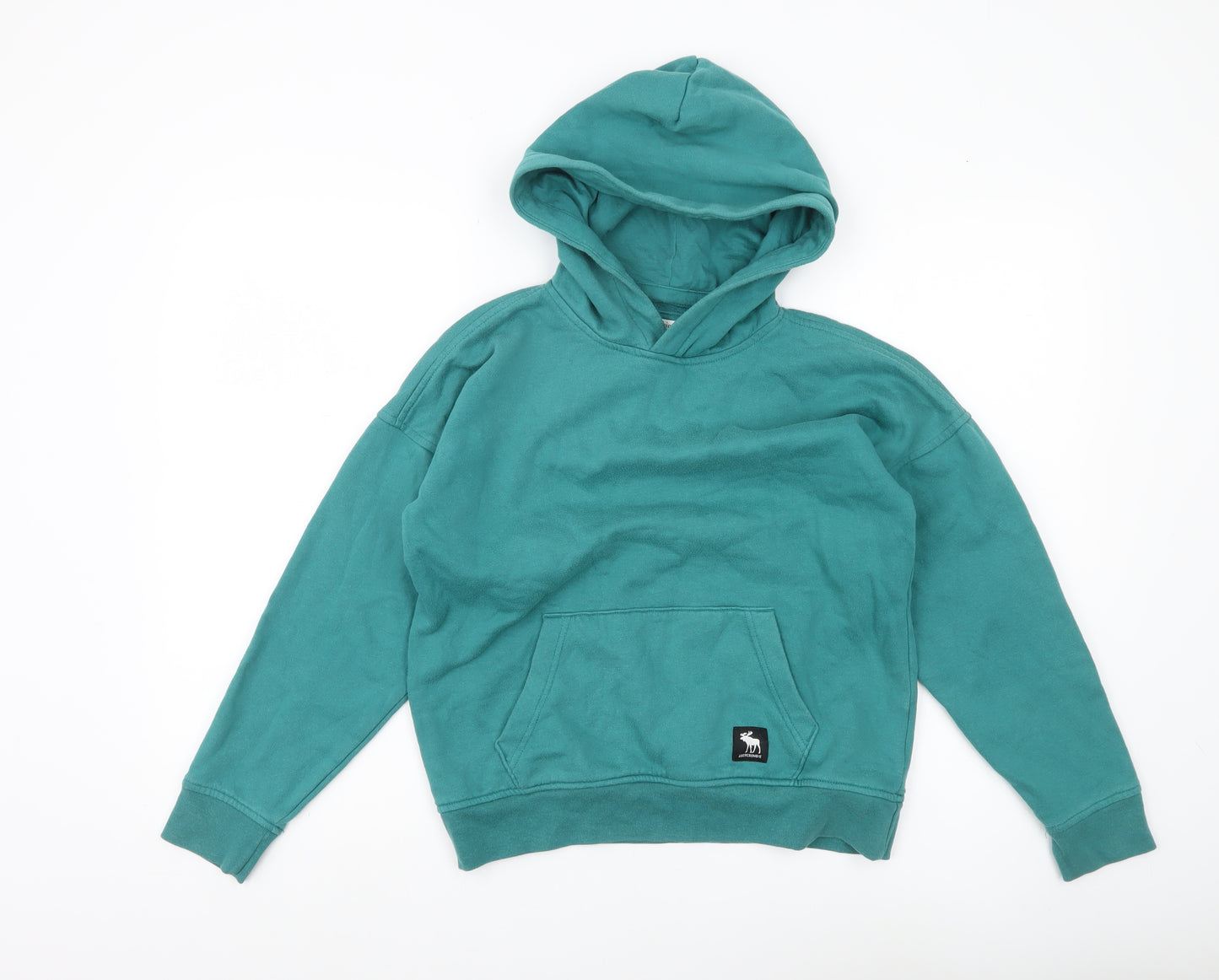 Abercrombie Kids Boys Green Pullover Hoodie 11-12Y Regular Fit Logo