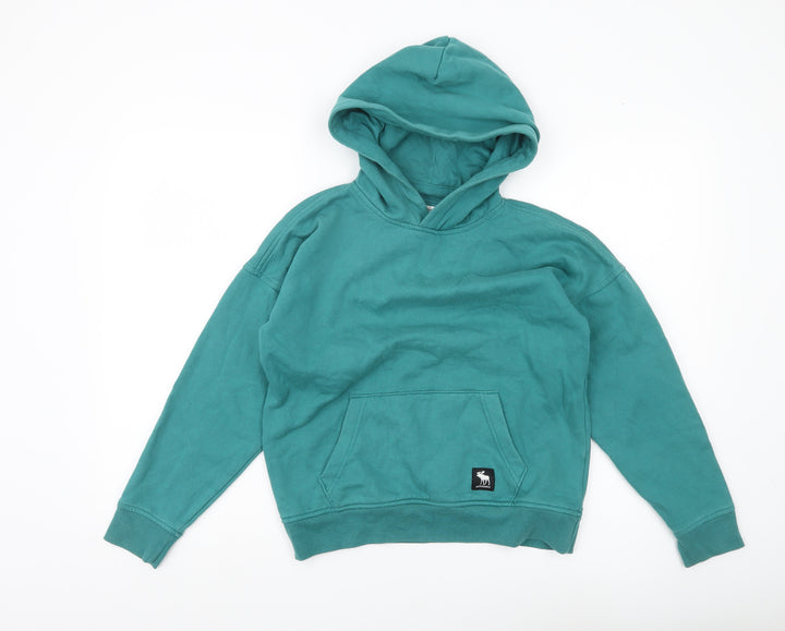 Abercrombie Kids Boys Green Pullover Hoodie 11-12Y Regular Fit Logo