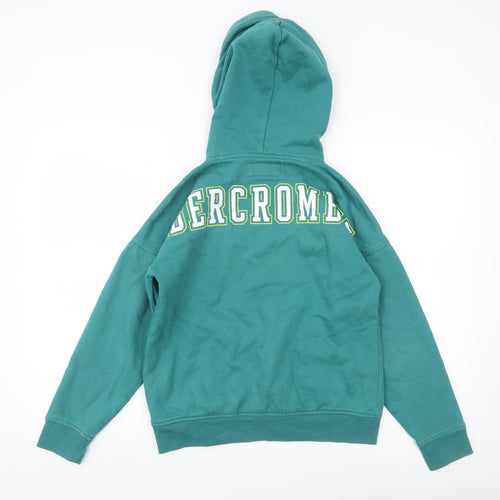 Abercrombie Kids Boys Green Pullover Hoodie 11-12Y Regular Fit Logo