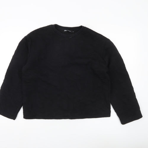 Zara Women Black M Sweatshirt Long Sleeve Crew Neck Pullover