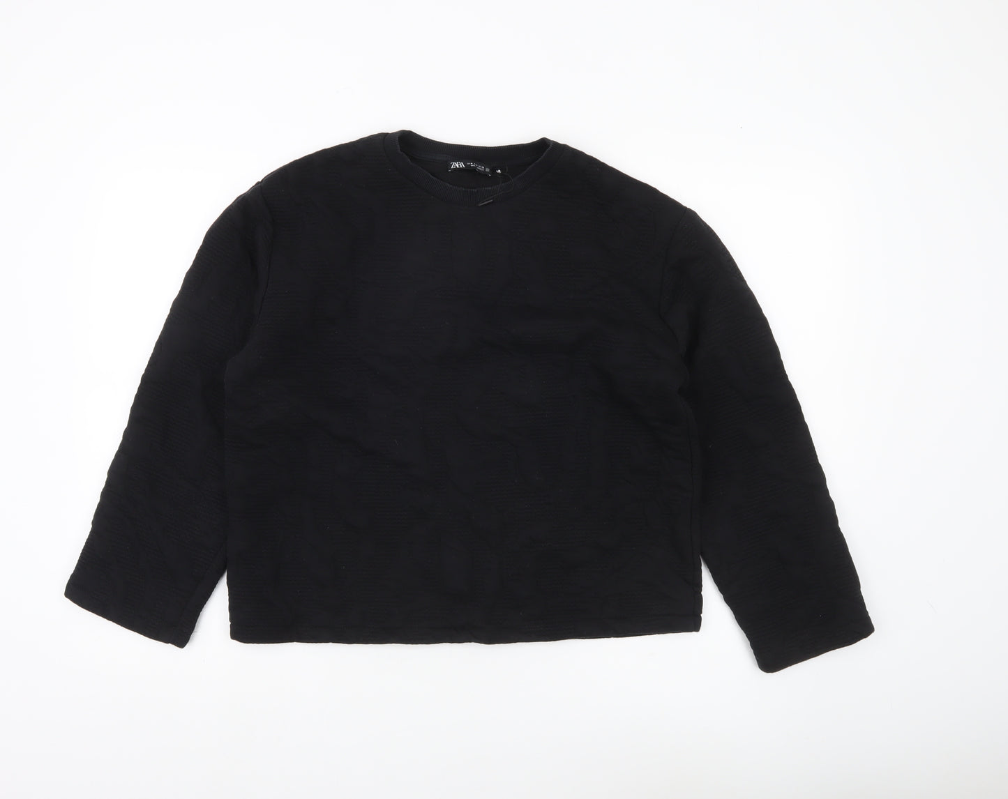 Zara Women Black M Sweatshirt Long Sleeve Crew Neck Pullover