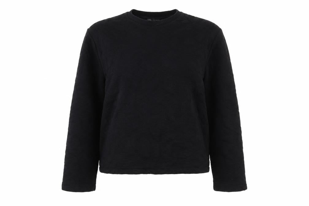 Front view of Zara Women Black M Sweatshirt Long Sleeve Crew Neck Pullover