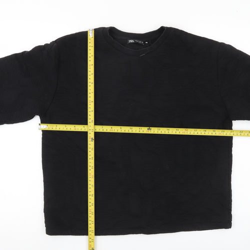 Zara Women Black M Sweatshirt Long Sleeve Crew Neck Pullover