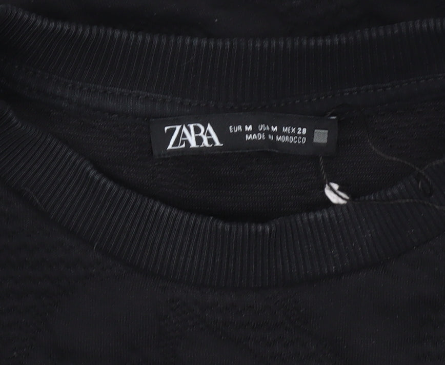 Zara Women Black M Sweatshirt Long Sleeve Crew Neck Pullover