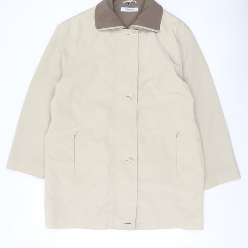 Classics First Avenue Womens Beige Coat Size 14 Lined Overcoat