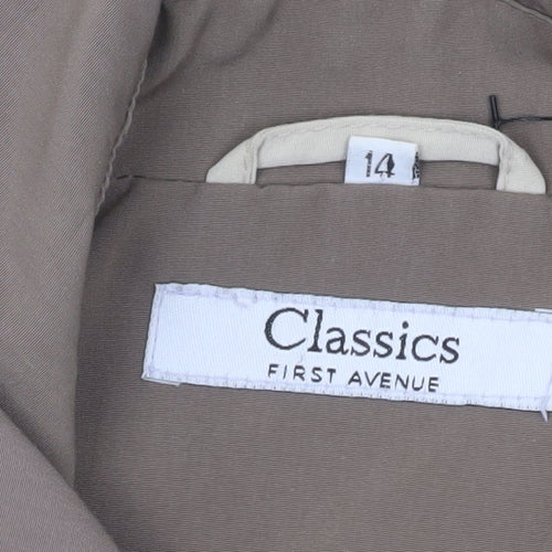 Classics First Avenue Womens Beige Coat Size 14 Lined Overcoat