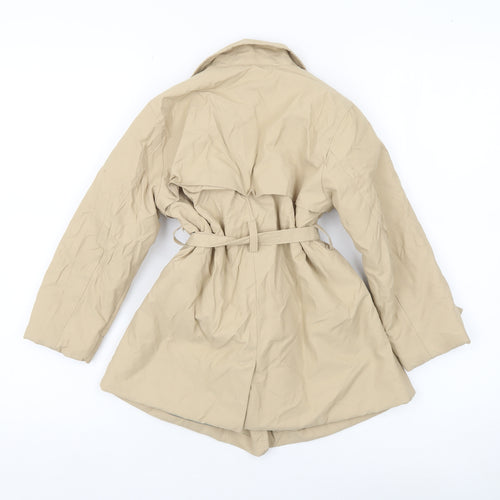 Zara Girls Beige Cotton Blend Trench Coat 4-5 Years Belted Double Breasted