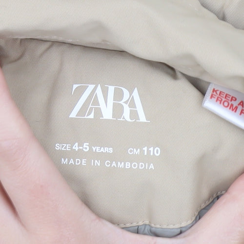 Zara Girls Beige Cotton Blend Trench Coat 4-5 Years Belted Double Breasted