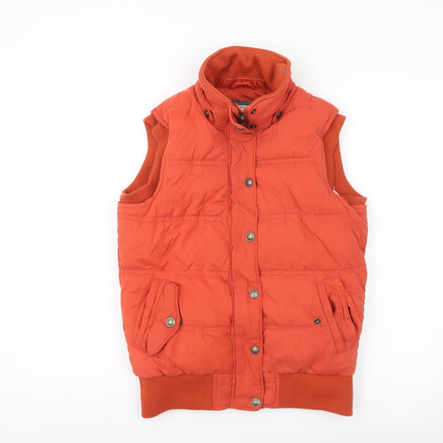 Fat Face Women’s Orange Puffer Waistcoat Gilet Size 8 Sleeveless
