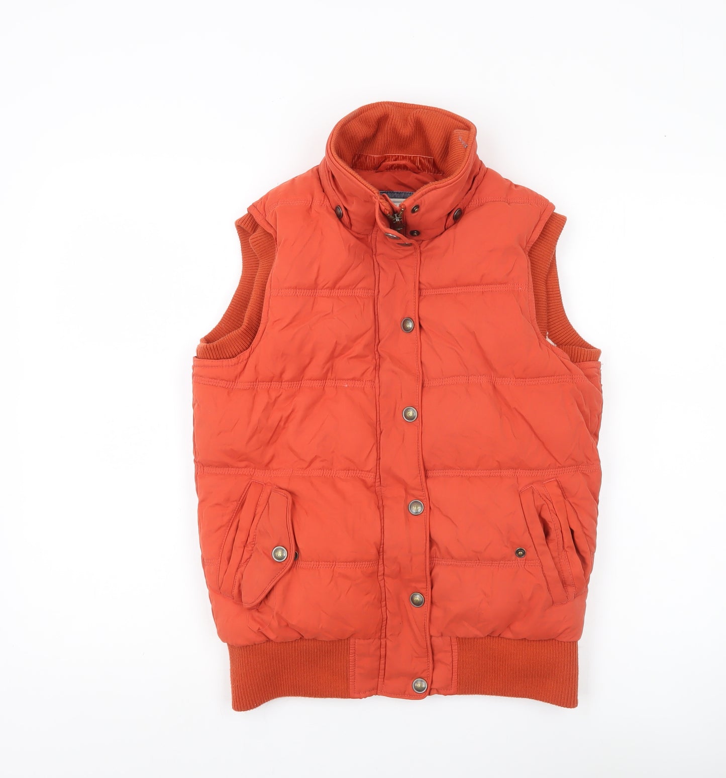 Fat Face Women’s Orange Puffer Waistcoat Gilet Size 8 Sleeveless