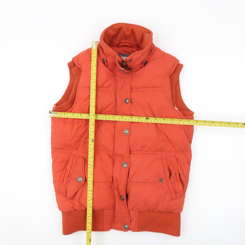 Fat Face Women’s Orange Puffer Waistcoat Gilet Size 8 Sleeveless
