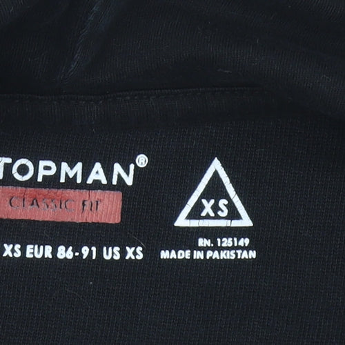 Topman Men’s Black Pullover Hoodie XS Classic Fit Cotton