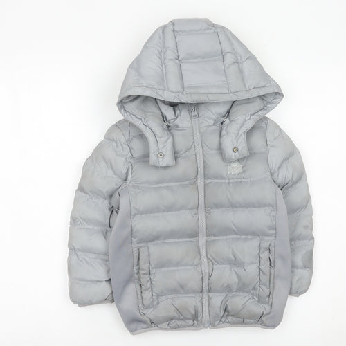 United Colors of Benetton Boys Grey Puffer Jacket 4-5 Years Hooded Winter Coat