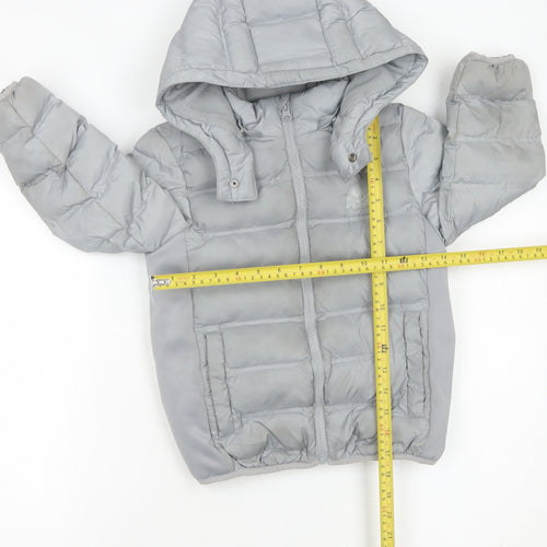 United Colors of Benetton Boys Grey Puffer Jacket 4-5 Years Hooded Winter Coat