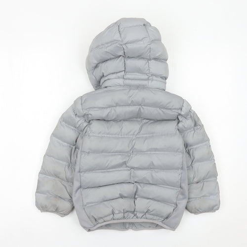 United Colors of Benetton Boys Grey Puffer Jacket 4-5 Years Hooded Winter Coat