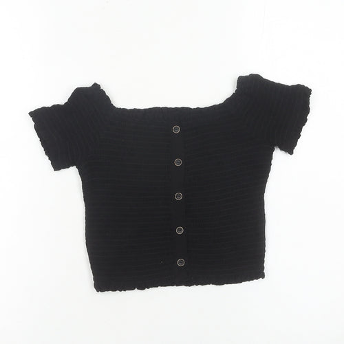 New Look Women’s Black Cropped Button-Up Top UK 10