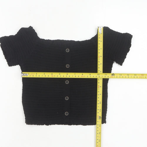 New Look Women’s Black Cropped Button-Up Top UK 10