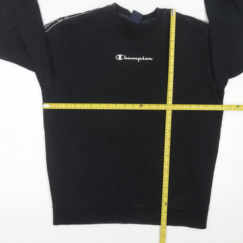 Champion Mens Black L Pullover Sweatshirt Logo Crewneck Regular Fit