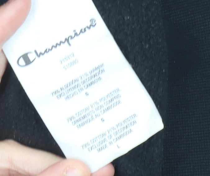 Champion Mens Black L Pullover Sweatshirt Logo Crewneck Regular Fit