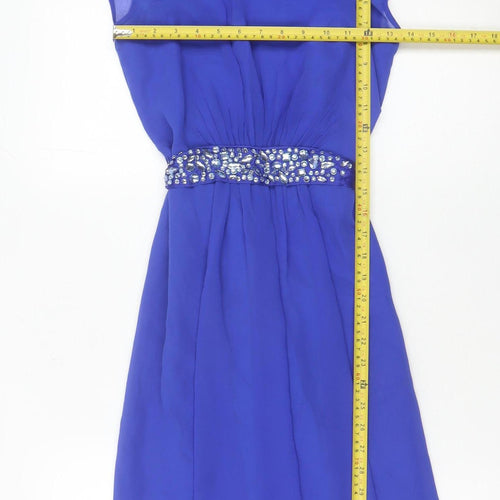 Coast Women’s Blue Beaded A-Line Formal Cocktail Dress UK 6