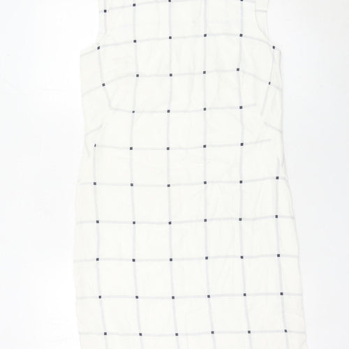 Marks and Spencer Women White Check Sheath Dress Size 8 Sleeveless
