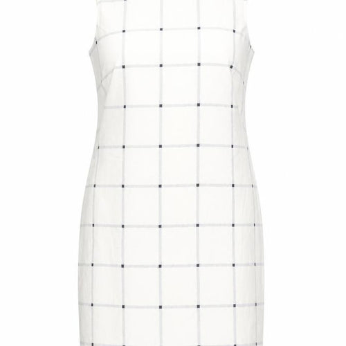 Marks and Spencer Women White Check Sheath Dress Size 8 Sleeveless