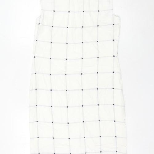 Marks and Spencer Women White Check Sheath Dress Size 8 Sleeveless
