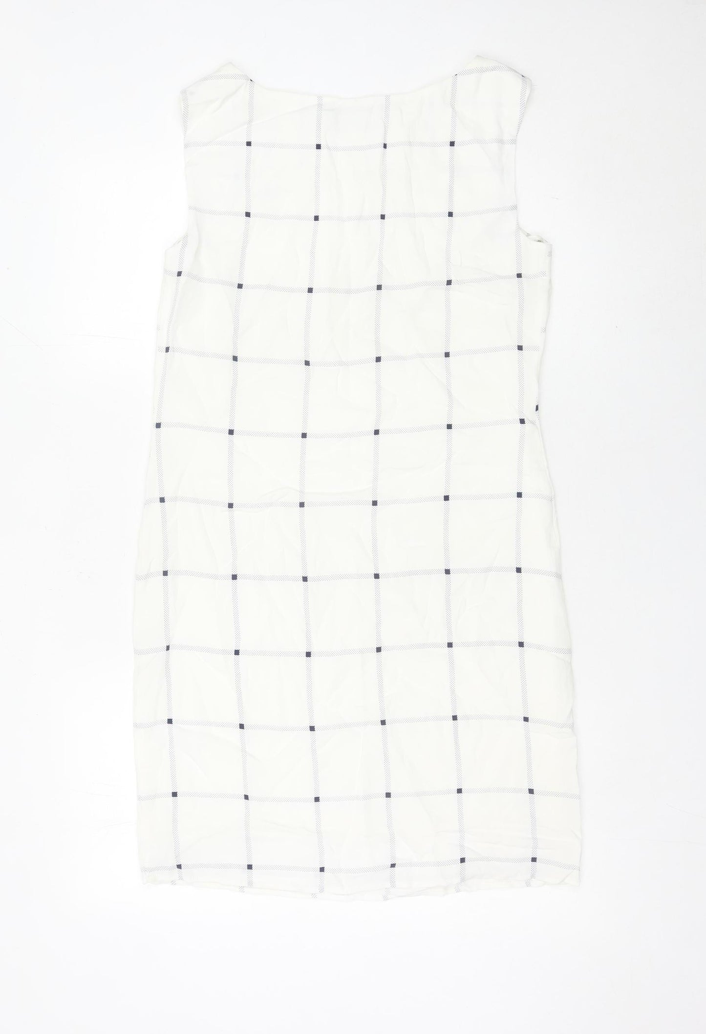 Marks and Spencer Women White Check Sheath Dress Size 8 Sleeveless