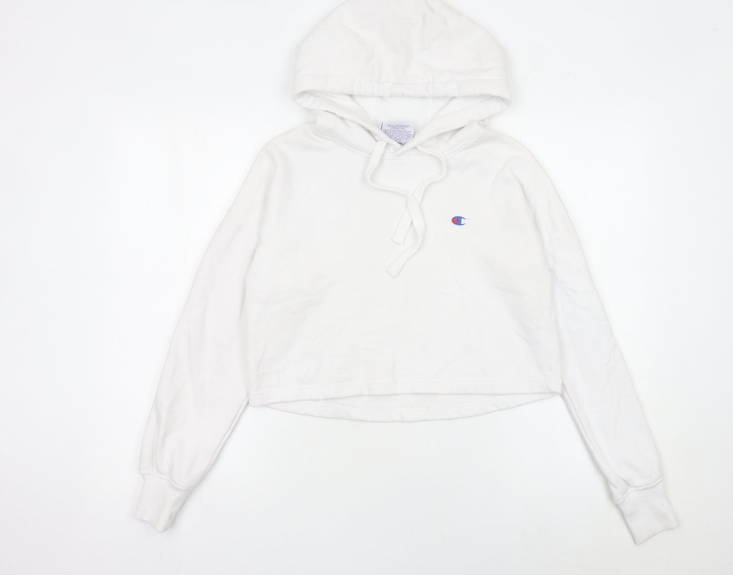 Champion Womens White XS Pullover Hoodie Logo Print Long Sleeve
