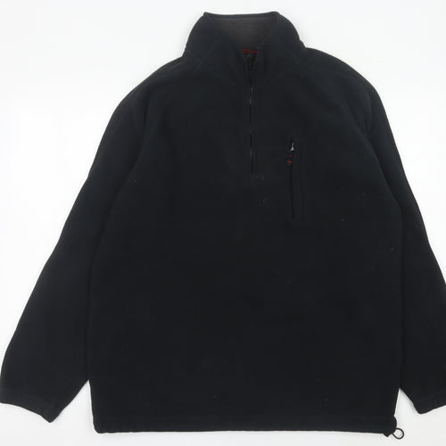 Maine New England Mens Black Fleece 1/4 Zip Pullover Sweatshirt L
