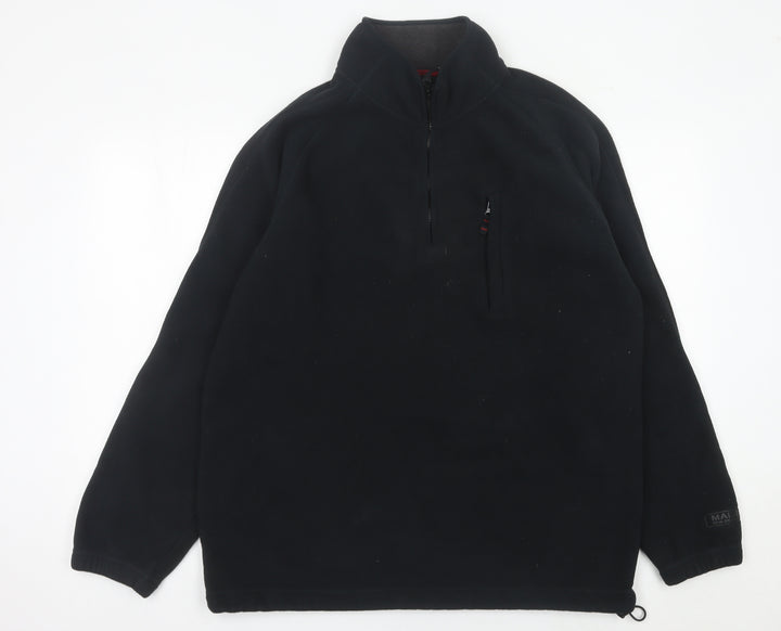 Maine New England Mens Black Fleece 1/4 Zip Pullover Sweatshirt L