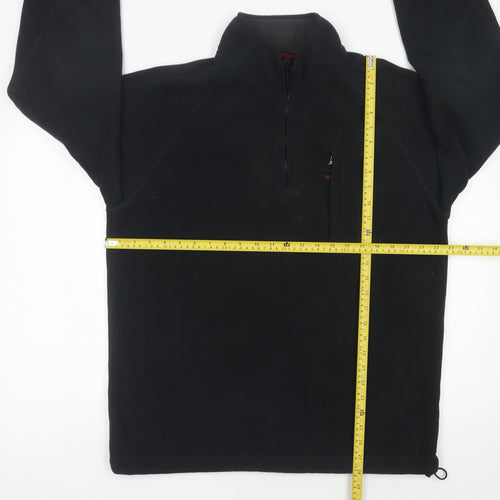 Maine New England Mens Black Fleece 1/4 Zip Pullover Sweatshirt L