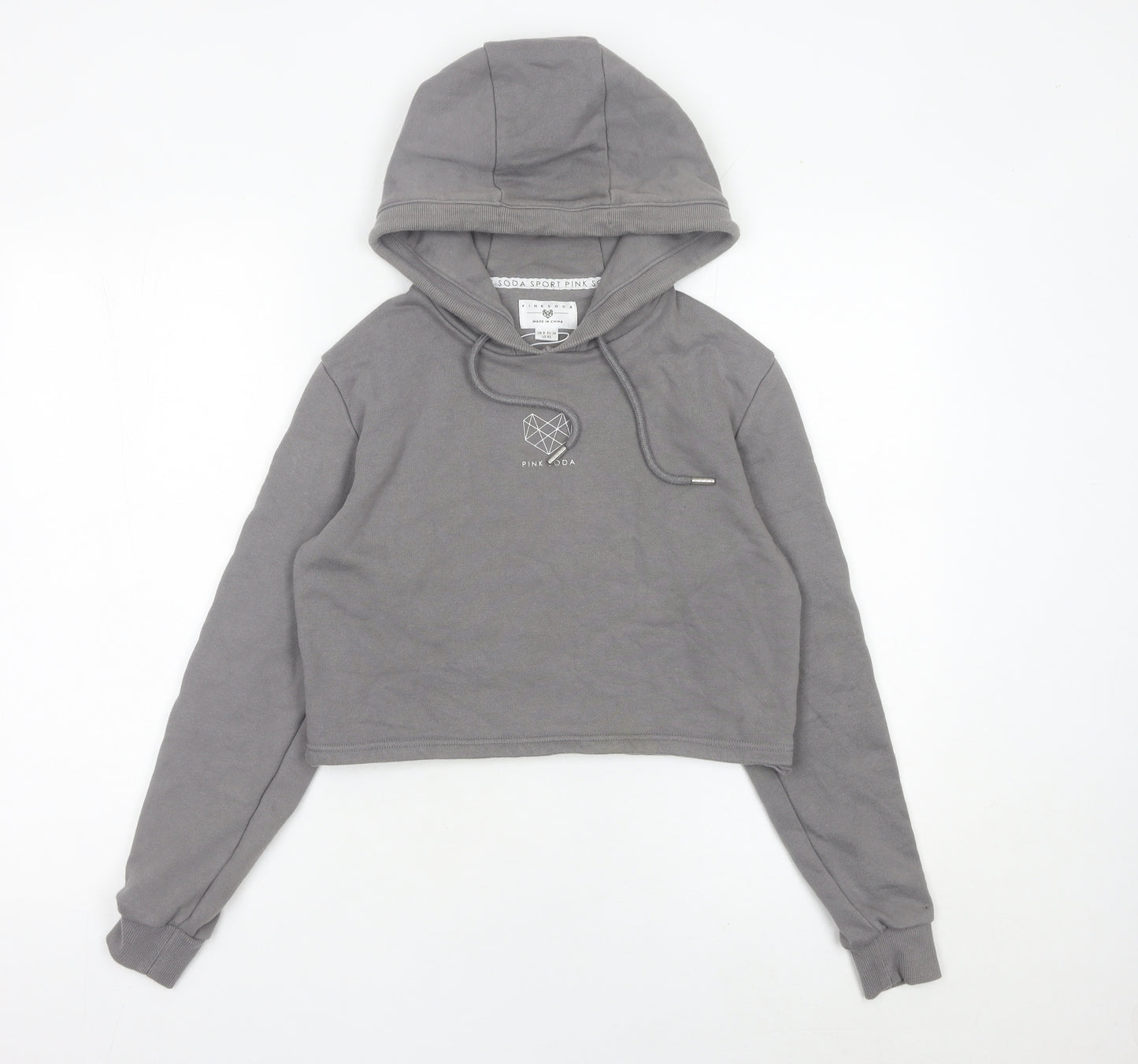 Pink Soda Women’s Grey Hoodie UK 8 Hooded Pullover Sweatshirt
