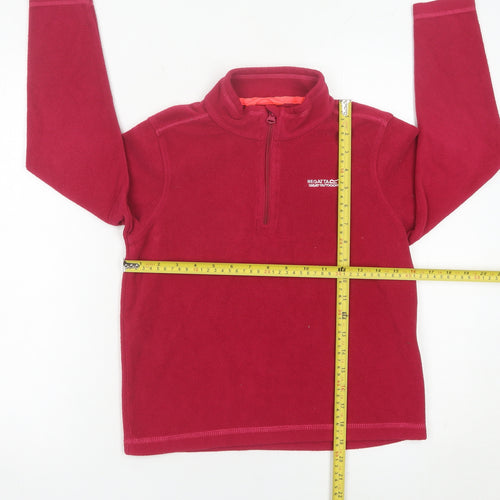 Regatta Girls Red Fleece Sweatshirt 11-12Y 1/4 Zip Outdoor Pullover