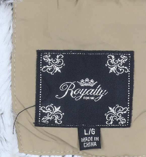 Royalty For Me Womens Beige Quilted Mid-Length Jacket L