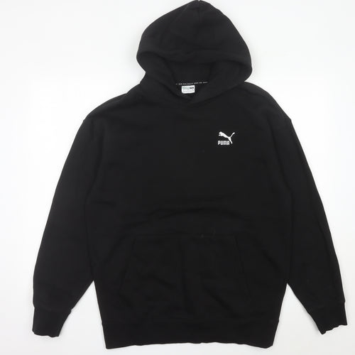 Puma Men’s Black Pullover Hoodie Size M Logo Fleece Sweatshirt