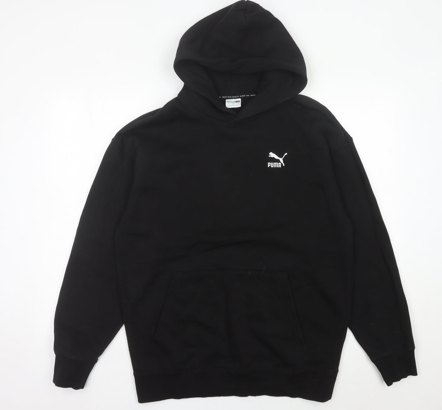 Puma Men’s Black Pullover Hoodie Size M Logo Fleece Sweatshirt