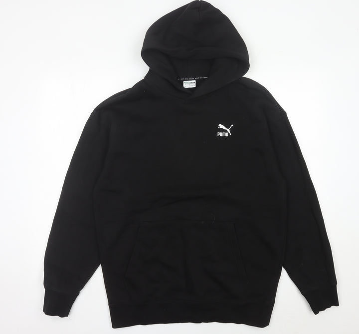 Puma Men’s Black Pullover Hoodie Size M Logo Fleece Sweatshirt