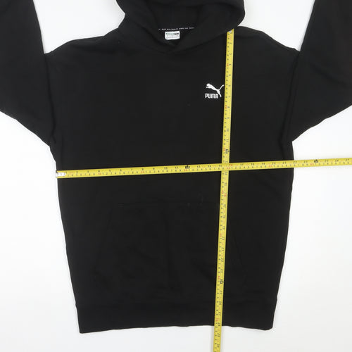 Puma Men’s Black Pullover Hoodie Size M Logo Fleece Sweatshirt
