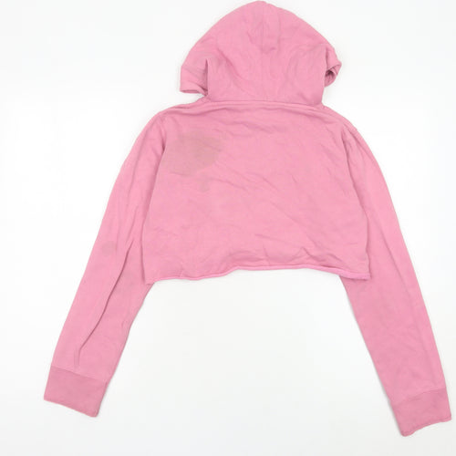 Roxy Women’s Pink Cropped Hoodie Size 10 Graphic Logo Cotton