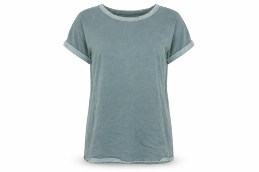 Front view of Silence + Noise Women’s Green T-Shirt Dress, size L, Cotton Blend