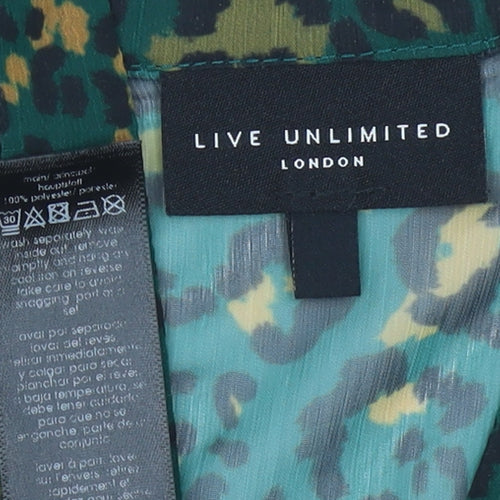 Live Unlimited London Women’s Green Leopard Shift Dress Size 20