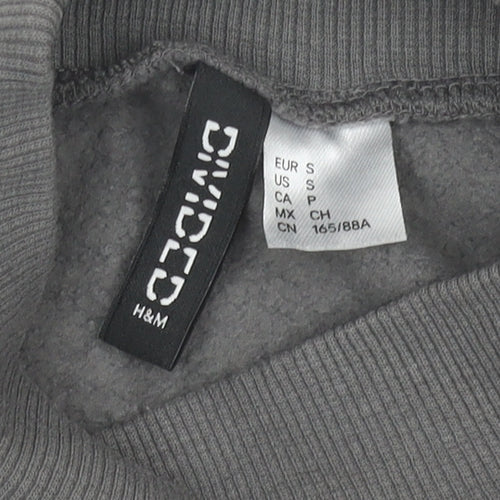 H&M Divided Women’s Grey Cropped Sweatshirt S Graffiti Print