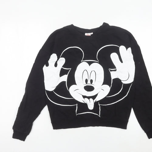Disney Women’s Black Mickey Mouse Sweatshirt Size 12 Pullover