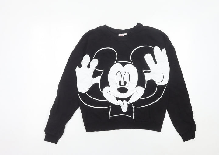 Disney Women’s Black Mickey Mouse Sweatshirt Size 12 Pullover