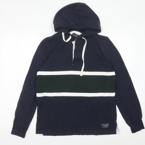 Abercrombie & Fitch Men’s Blue Pullover Hoodie Small Striped Cotton