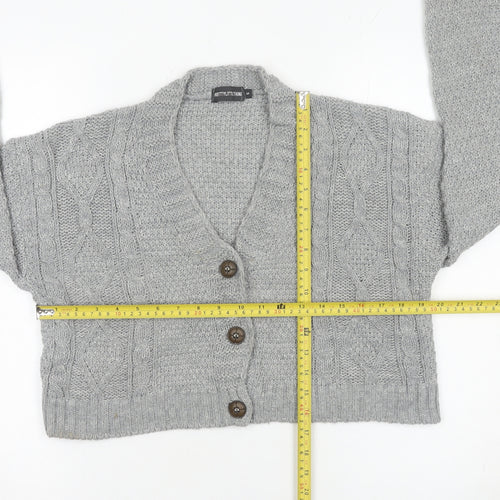 PrettyLittleThing Women’s Grey Cable-Knit Cardigan Size 10
