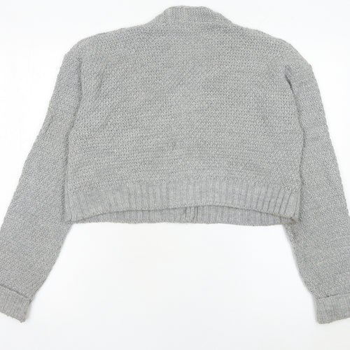 PrettyLittleThing Women’s Grey Cable-Knit Cardigan Size 10