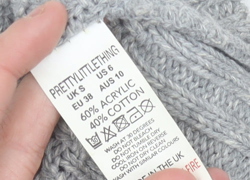 PrettyLittleThing Women’s Grey Cable-Knit Cardigan Size 10